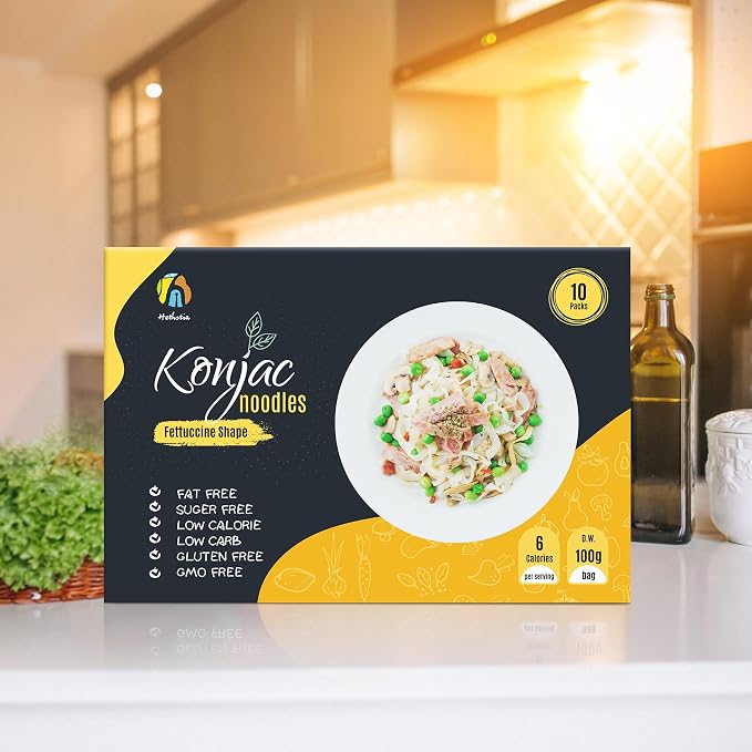 Hethstia Konjac Noodle Low-Carb Fettuccine Shirataki Noodles Keto Low Calorie Pasta Gluten Free, Vegan, Paleo-Friendly (5 oz, 10-Pack) | Low Calorie Pasta, Gluten Free, Vegan, Fat-Free, 0 Sugar, Paleo-Friendly (5 Oz, 10-Pack)
