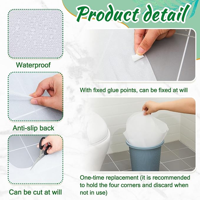 Drydiet 50 Pcs Disposable Toilet Mats 24 x 24 Inches Round Commode Potty Large Mats Training Cover Conceal Stains Non Slip U Shaped Toilet Floor Protector from Urine for Children Adults(Classical)