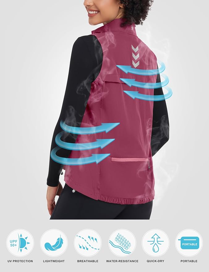 Little Donkey Andy Women's Lightweight Quick Dry Vest Windproof Summer Vest | Stretch Quick Dry Material, Windproof Breathable Vest, Cooling Effect Summer Outerwear, Running Cycling Golf Tennis Hiking