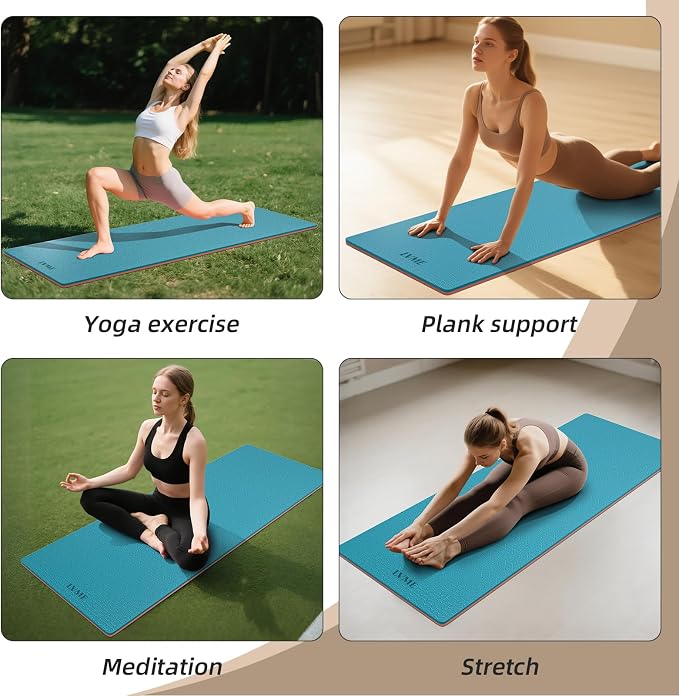 Thick Yoga Mat 72"x24" – 1/4" or 2/5" Option | Non-slip & anti-tear TPE, lightweight with carrying strap, beginner-friendly for women & men, yoga/pilates/floor workout