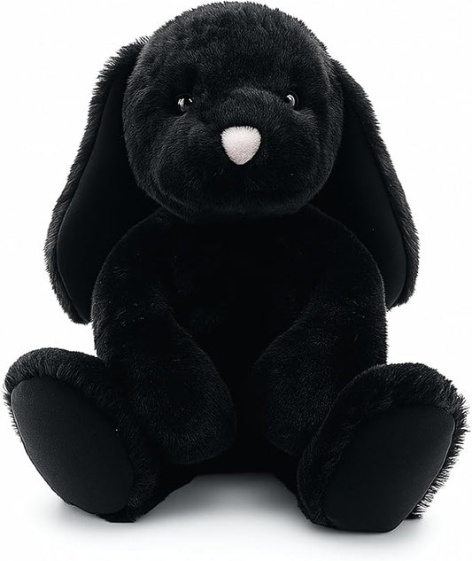 Black Bunny Stuffed Animal Plush Toy with Floppy Ears, 17.7 Inch Soft Plush Rabbit Cuddle Buddy for Nursery Decor, for Boys and Girls