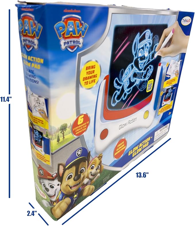 PAW Patrol Animated Glow Pad – LED Drawing Pad for Kids with 6 Storyboards, 3 Markers & Color Changing Lights – Birthday Gift Idea