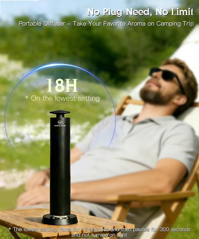 Waterless Diffuser,1800 Sq.Ft APP Control LED Light Ultra Quiet | 120ml Wireless Rechargeable Cold Air Essential Oil Diffusers, Button Control, Black Design, Modern Home & Bedroom