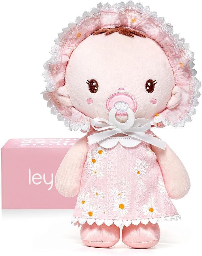 LeyaDoll Soft Baby Doll Toys (9''), My First Baby Rag Doll for 1 Year-Old Girl Birthday Gift, Christmas Plush Toys Gift for Toddler Kids Infants-Daisy Baby