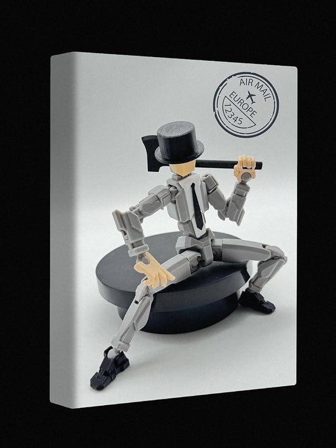 3D Printed 8.13-inch Action Figure Dummy-Mici20, Full Body Mechanical Movable Toy, Multiple Accessories, Desk Decoration (3 HandsType, Bracket, Weapons, Armour) (Gray)