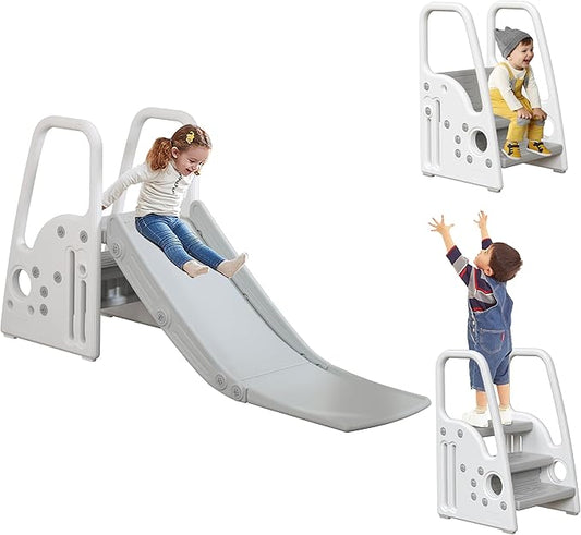3 in 1 Toddler Slide Large Play Climber PlaySet with Extra Long Slipping Slope Indoor Slide Kids Slide Toddler Playground Toddler Slide Outdoor Toys for Toddlers (White)
