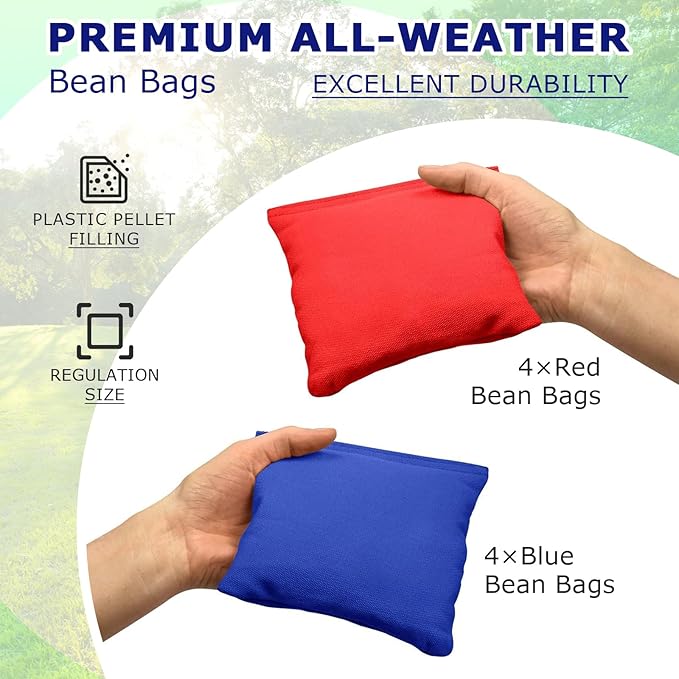 Cornhole Sets, 3'x 2'/ 4'x 2' Vintage Cornhole Game Set, Regulation Size Cornhole Boards, Corn Holes Outdoor Toss Game Competitions, w/ 8 Bean Bags for Adults, Family, Lawn, Beach, Outside Activities