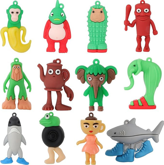 JDF® 12PCS Italian Brainrot Toys, Tralalero Tralala Action Figure, Brainrot Meme Shark Figures Toys 2.5in, Funny Animals, Unique Key Chain Decor Gifts for Fans Office Room Figurine Decorations Doll