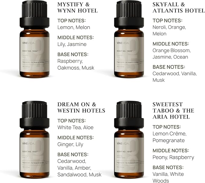 VINEVIDA Hotel Diffuser Oil Collection [Set of 8] - Scented Oil | Aromatherapy Diffuser Oils | Made in USA