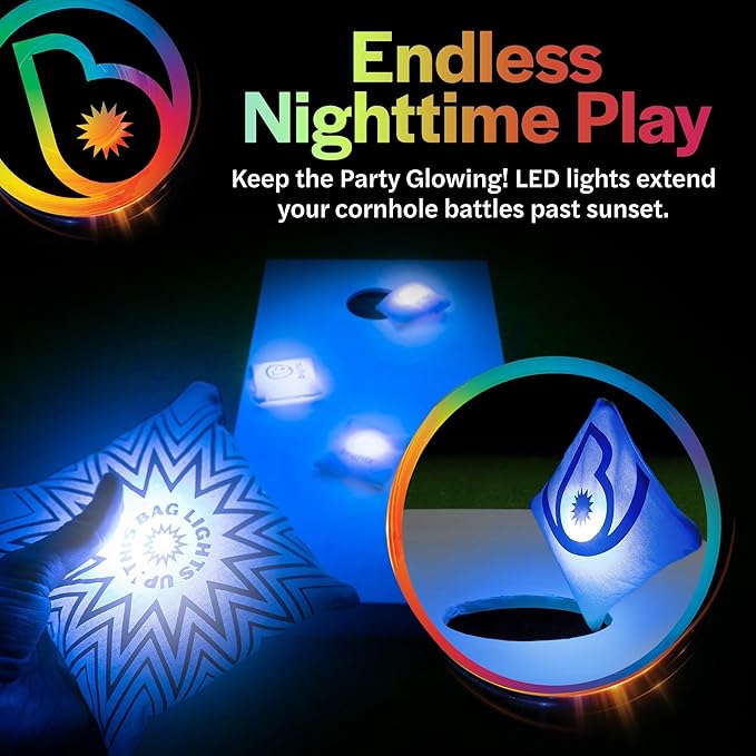 Brightz BagBrightz LED Cornhole Bags, 4-Pack - Cornhole Bean Bags That Light Up - Next Level Gameplay Experience! - 6+ Hours of Glow Time - Sold in Packs of 4 - Select Your Team Colors!