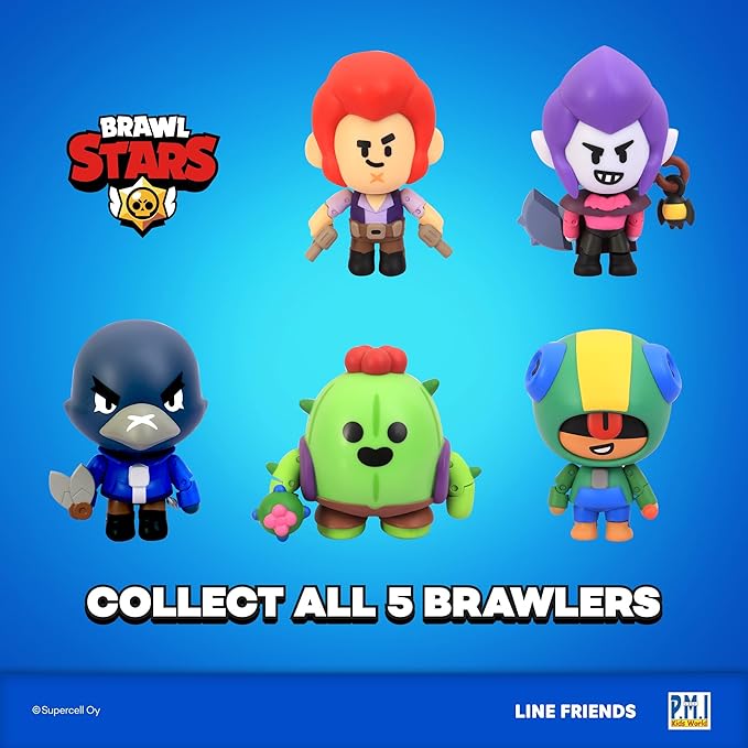 P.M.I. Brawl Stars Action Figure | 4.5" Collectible Toy with Movable Arms & Legs | Includes Leon, Crow, Spike, or Colt (Random) | Official Licensed Merchandise for Gamers & Fans
