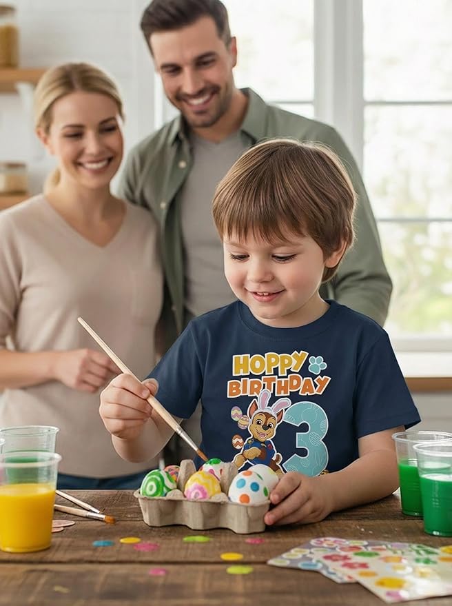 Paw Patrol Chase 3rd Birthday Boy Shirt - Toddler T-Shirt Gift Outfit for Party - Clothes for 3 Year Old Boys
