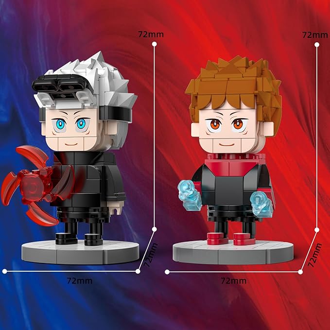 Jujutsu Kaisen - Satoru Gojo & Yuji Itadori Action Figure Buliding Toy Set - (460+ Pcs) Compatible with Lego Brickheadz - Rotatable Arm, with Base for Disable - Gift for Anime Fans