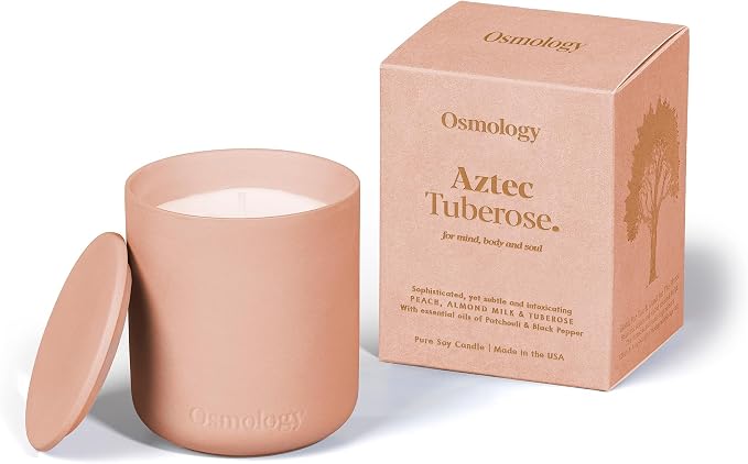 Aztec Tuberose Aromatherapy Candle – Peach, Almond Milk & Tuberose Scented Candle, Plant-Based Wax, 9.8 oz, 50 Hour Burn Time, Floral & Sweet Candle