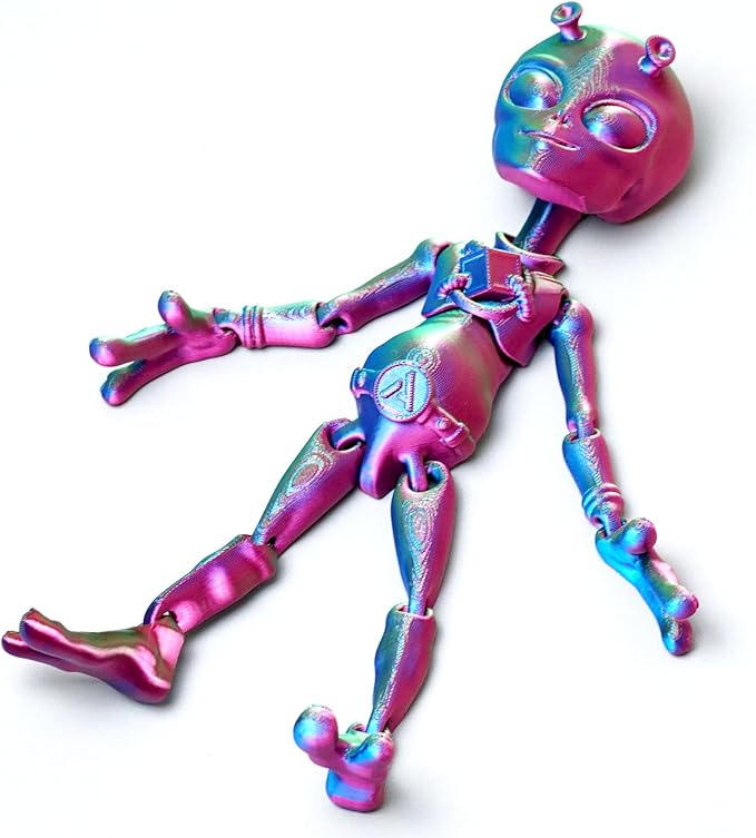3D Printed Alien Model,Flexible Realistic Articulated Animal Fidget Toys,Mystery Figurines Gifts for Easter,Executive Desk Funny Décor and Festival Collectible,Easter Basket Stuffers (RGB)