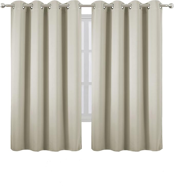 LEMOMO Light Beige Thermal Blackout Curtains/52 x 63 Inch/Set of 2 Panels Room Darkening Curtains