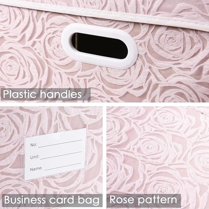 Jumbo Collapsible Storage Boxes with Lids Fabric Decorative Storage Bins Cubes Organizer Baskets with Cover Handles Divider for Bedroom Closet Living Room 23.2x15.7x11.8 Inch 3 Pack
