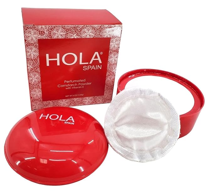 Hola Spain Skin Petal Body Talc Dusting Powder & Puff 4 oz.
