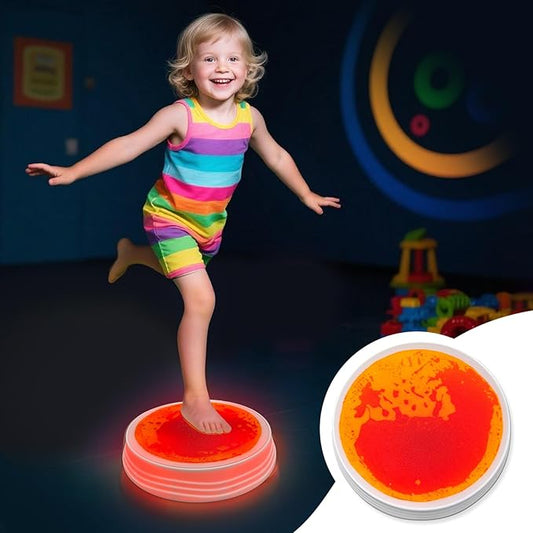 Liquid Light Up Stepping Stones - 1 Pack Round Liquid Sensory Balance Stones for Kids 3 Age Up