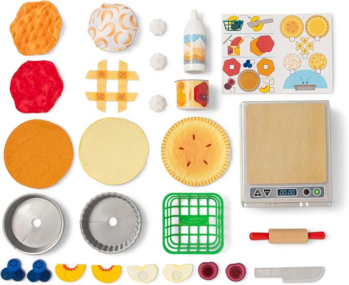 Melissa & Doug Make and Bake Pies Pretend Play Food Set and Wooden Oven with Squishy Dough for Ages 3+ - FSC Certified