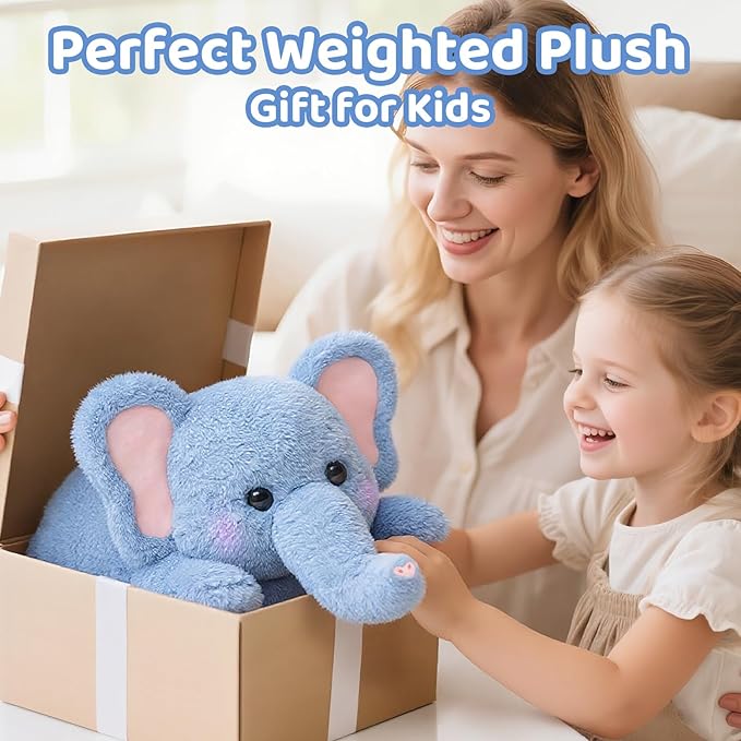 Weighted Stuffed Animals with Microwavable Heating Pad - 5lb Adjustable, Heatable & Coolable Elephant Plush for Relaxation, Removable Inner Pad, Perfect Plush Gift for Kids Adults (23 Inch)