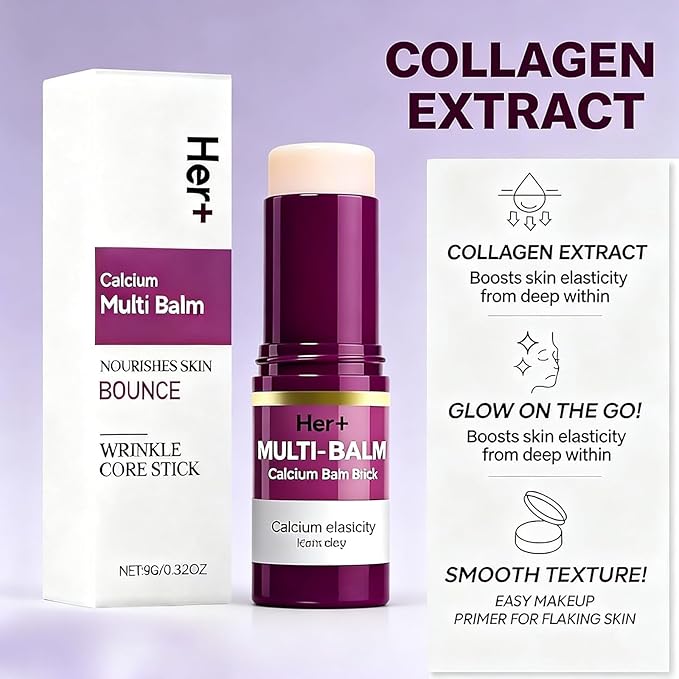 Her+ Calcium Multi Balm Stick, Her+ Nutrition Volume Calcium Balm, Firming & Moisturizing, Korean Collagen Skincare, Anti-Wrinkle, Hydrating, Lifting Cream for Eyes, Face & Neck