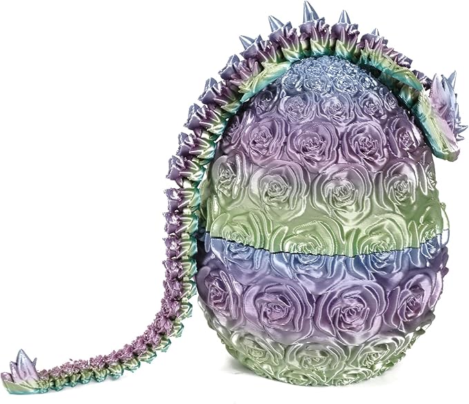 Pigmiss 3D Printed Dragon,3D Dragon Eggs with Dragon Inside,Dragon Fidget Toy for Adult,Full Articulated Dragon Crystal Dragon Easter Eggs Decoration for Gift (Rose-Multicolor)