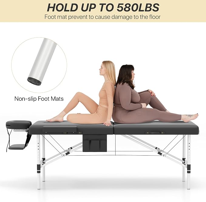 KCC Memory Foam Massage Table Premium Portable Foldable Massage Bed Height Adjustable, 84 Inches Long 28 Inchs Wide Home Salon Spa Bed Tattoo Table with Accessories &Carrying Case, Easy Set Up