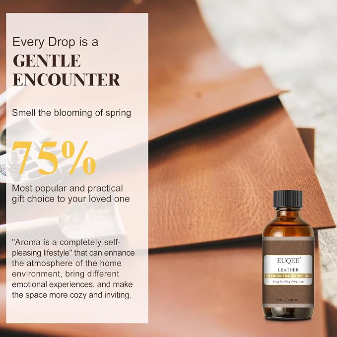 EUQEE 60ML Leather Fragrance Oil with Glass Dropper (2.02 Fl oz) | Essential Oil for Diffuser, Candle Making, DIY Soap