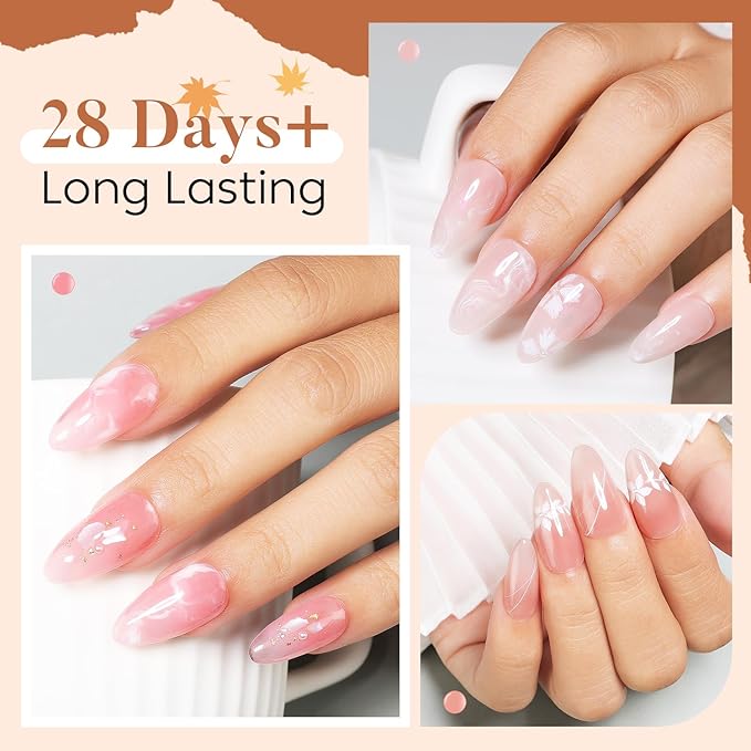 AIMEILI Jelly Gel Nail Polish Set 12pcs, Hema Free, Cruelty Free, Vegan, Soak Off Nude Pink Neutral Sheer Nail Art Manicure - Kit 31
