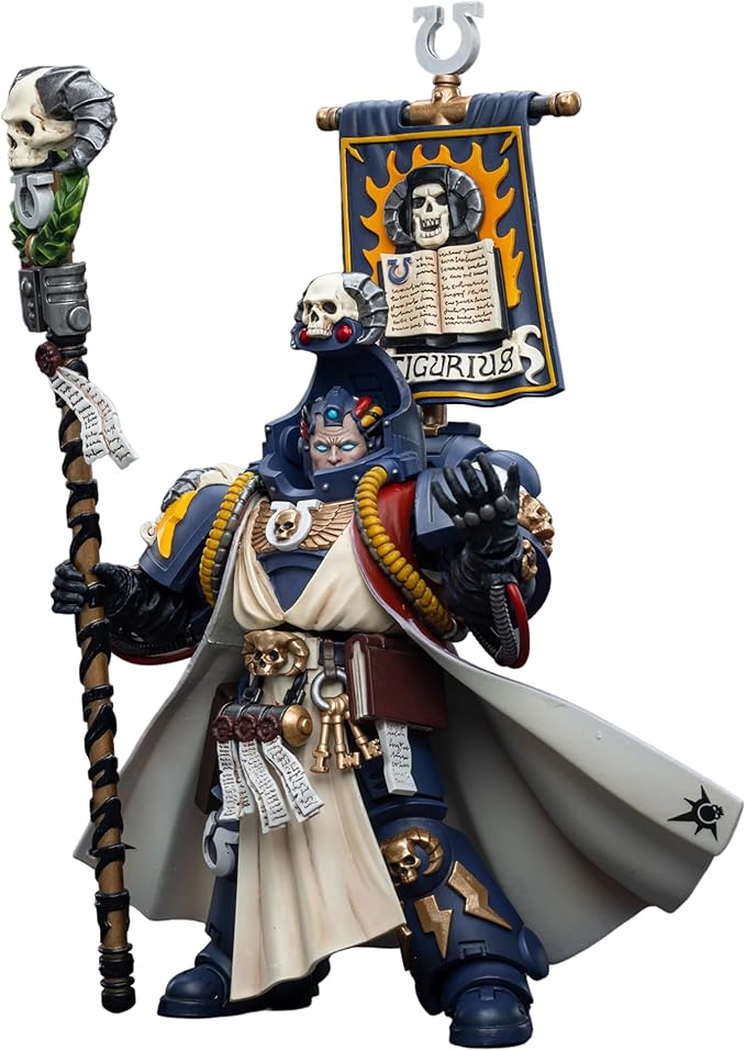 JOYTOY Action Figure 1/18 Warhammer 40,000 Ultramarines Chief Librarian Tigurius and Ultramarines Intercessors 2PCS Collection Model Birthday Gifts