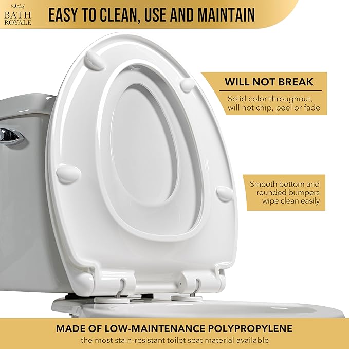 BATH ROYALE Potty Training Seat - Soft Close, Kingsport BR721-00, Elongated White, Adult & Child Combo