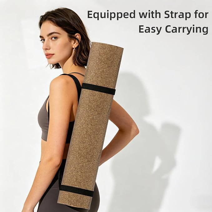 ILILI Eco-Friendly Cork Yoga Mat 1/4 inch Thick, 72''L*26''W, Non Slip Lightweight Cork and TPE Soft Exercise & Fitness Mat, Ideal for All Types of Yoga, Home, Gym & Studio Workouts