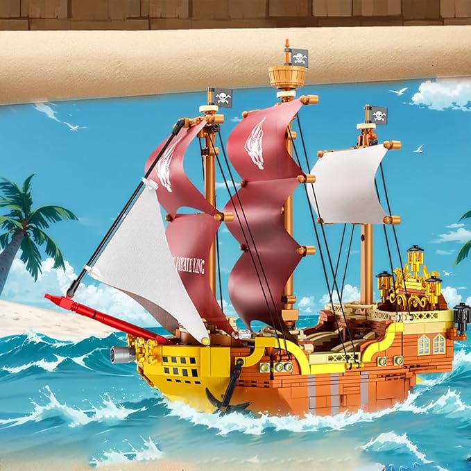 BDYDT Pirate Ship Set Pirate King Pirate Ship Mini Building Blocks Set（920PCS） Building Set Model Toys Gifts for Kid and Adult，Interesting Gifts for Pirate Ship Enthusiasts