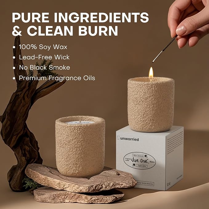 Scented Candles for Home, Natural Soy Wax Candle Gift, Non-Toxic Cement Jar Candles, Luxury Aromatherapy for Stress Relief, Highly Scented, Gifts for Women and Men