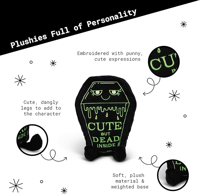 Rest in Plush Collectible – Spooky Cute Stuffed Toy, Soft Halloween Plushie for Collectors, Trick or Treat Gift, Fall Holiday Decoration - Cute But Dead Inside