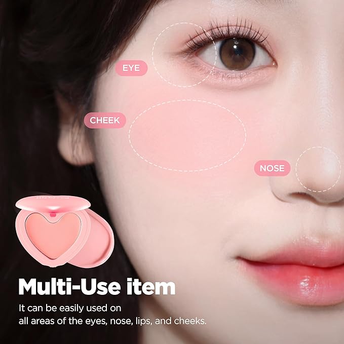 lilybyred Luv Beam Cheek Balm | Heart-Shaped Korean Cream Blush, Semi-Matte Finish, Long-Lasting, Blendable & Buildable, Soft Creamy Texture, Lightweight, Natural Flush, 0.12 oz. (16 Honey Peach)