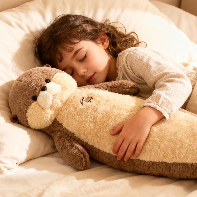 Otter Stuffed Animal 27.5" Cute Seal Plush Pillow Big Stuffed Sea Otter Plush Toy Otter Animal Plushies Decor Birthday Gift for Kids Children Girls Boys Yellow