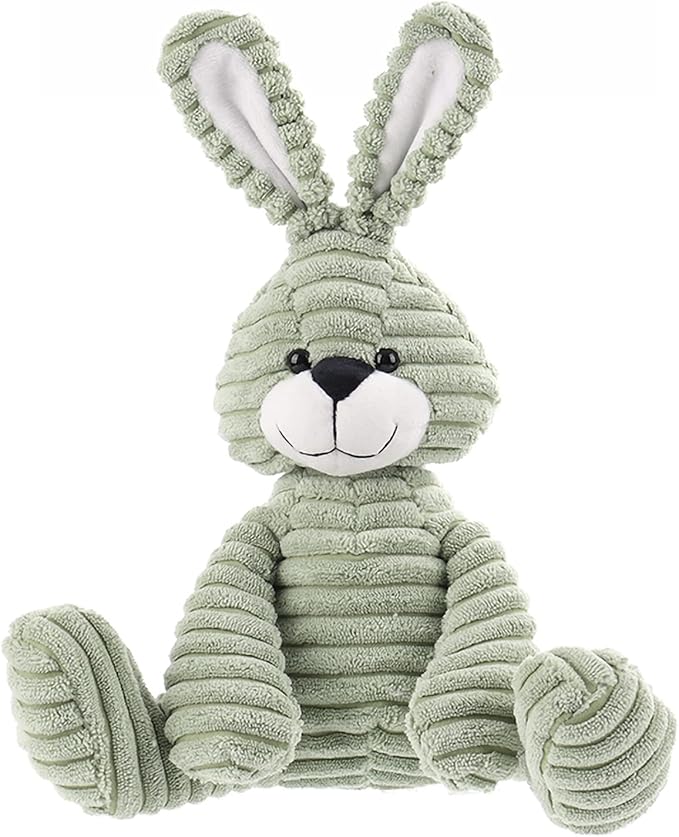 Apricot Lamb Toys Plush Corduroy Rabbit Bunny Stuffed Animal Soft Cuddly Perfect for Child （Green Bunny,8.5 Inches
