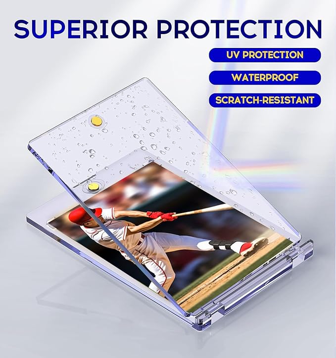 Basthalan 25ct Magnetic Card Holder, 35pt One Touch Card Holder, U-V Protectors Hard Plastic for Trading Cards, Magnet Case, Sports, Game, Football, Baseball Cards Holders