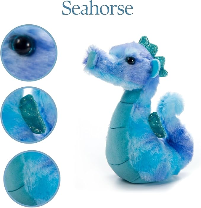 The Petting Zoo Seahorse Stuffed Animal Plushie, Gifts for Kids, Scoopz Sealife Animals, Seahorse Plush Toy, 8 inches
