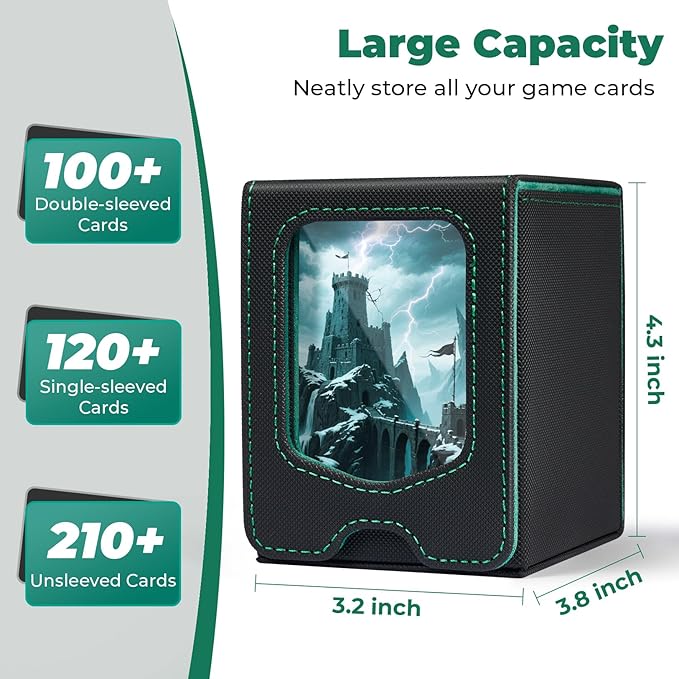 Fabmaker 4 Pack Deck Box Compatible with MTG Commander, (patent Pending) Magnetic Trading Card Storage Box with Comman-der, Fits 100 Double-Sleeved Cards, Card Box Compatible with Magic the Gathering