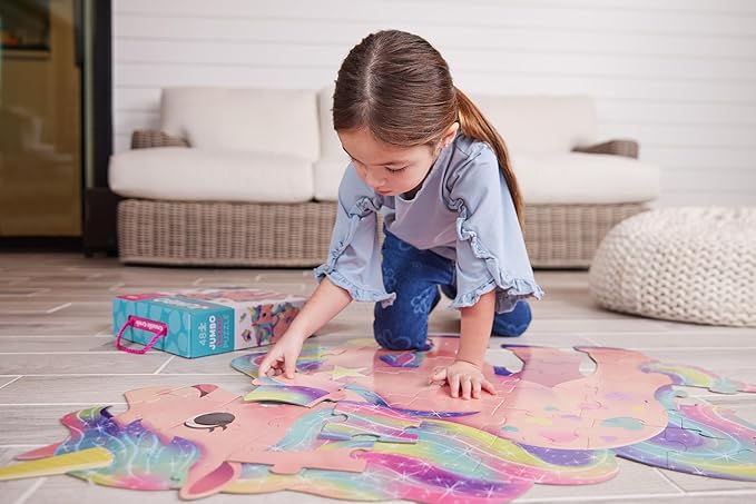 Crocodile Creek Above + Below 48-Piece Jigsaw Floor Puzzle - Fun Floor Puzzles for Kids Ages 4-8, Jumbo Unicorn