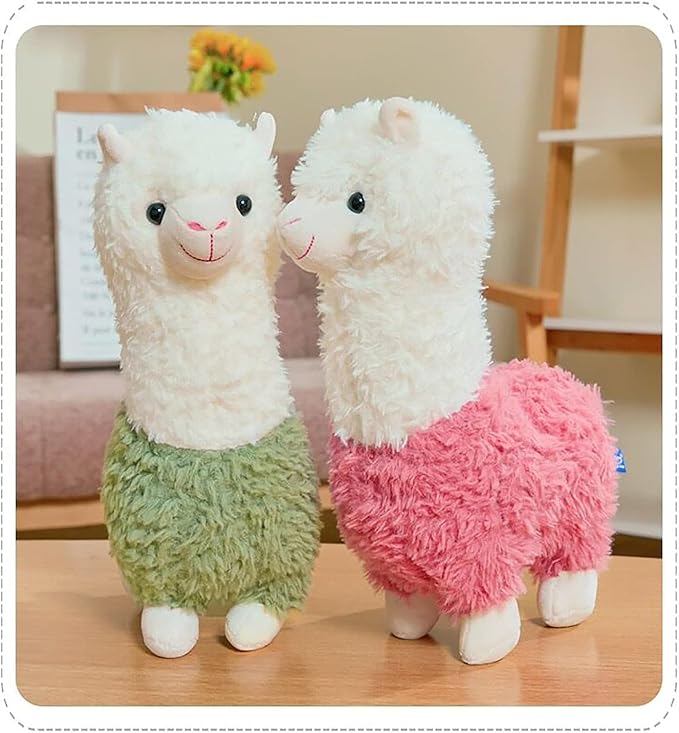Llama Stuffed Animals Soft Plush Cute Llama Doll for Boys Girls 9.8in 2Pieces (yantuo Fen lv se)