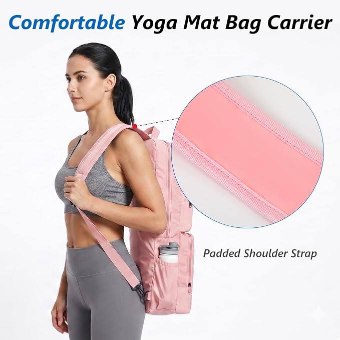 VISEMAN Yoga Mat Bag Carrier Waterproof Yoga Backpack with Multi Pockets, Lightweight Adjustable Yoga Bag for Mat, Yoga Blocks, Yoga Accessories