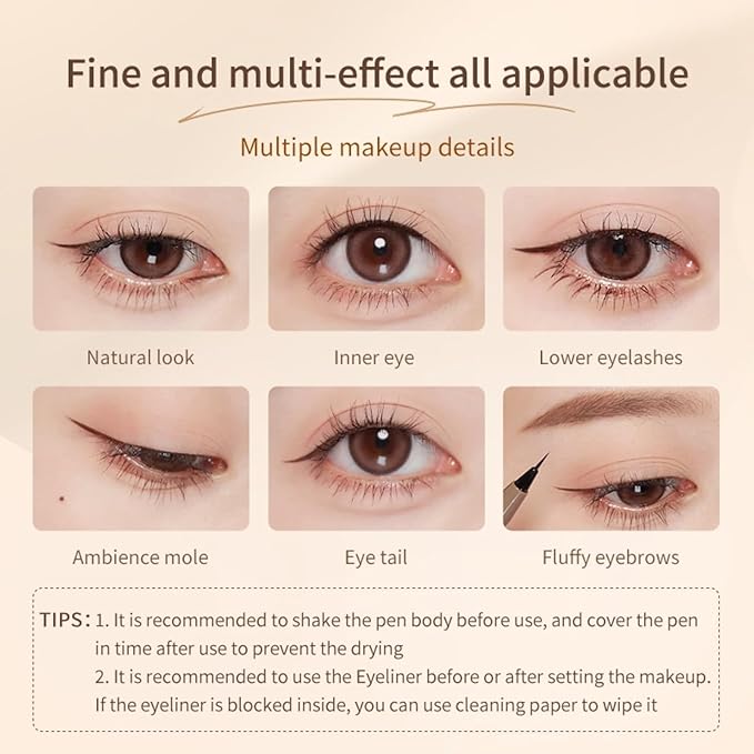 JUDYDOLL Ultra-Fine Liquid Eyeliner - Precision Tip for Wing Line, Smudge-Proof, Quick-Drying, Waterproof, Easy to Get Inner Corner Lined, Hooded Eyes-Friendly (#01 Black)