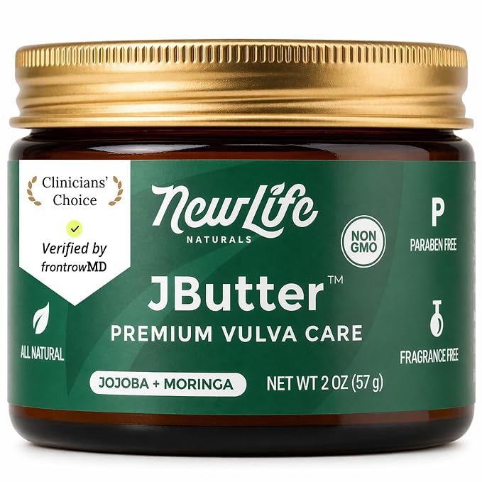 NewLife Naturals Vulva Balm Cream (JButter) - Natural Vaginal Moisturizer Support For Hydration Dryness Itching - With Jojoba + Moringa- Estrogen Free - 2oz