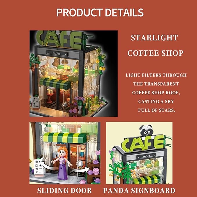 FANTASY&Co. Café Store Dream House Building Blocks Set - 589PCS, Creative Playset for Kids 6+, STEM Educational Toy,Compatible with Lego