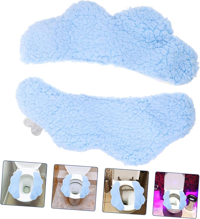 TIDTALEO 2pcs Plush Toilet Seat Toilet Seat Warmer Cover Training Potty Bathroom Soft Thicker Warmer Toddler Potty Children Toilet Seats Cushions Self-Adhesive Pad Washable Flannel（ Random Color)