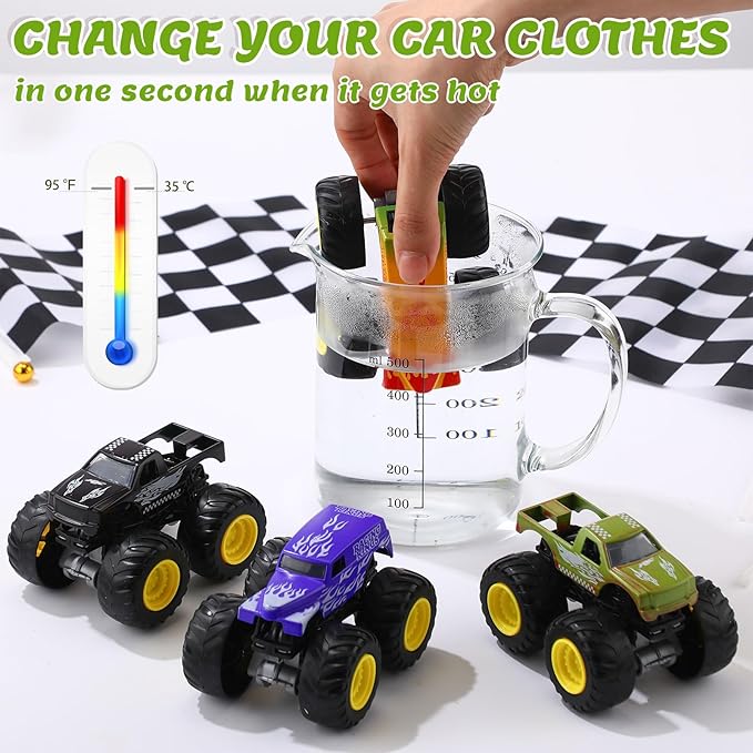 4 Pcs Color Changing Car Bath Toys 1: 43 Kids Truck Mold Water Table Toys Toddlers Baby Bathtub Shifters Vehicles Truck for Child Valentine's Day Change Pool Gift Party Prizes Favors